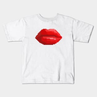 Closed red lips (Pixel Art) Kids T-Shirt